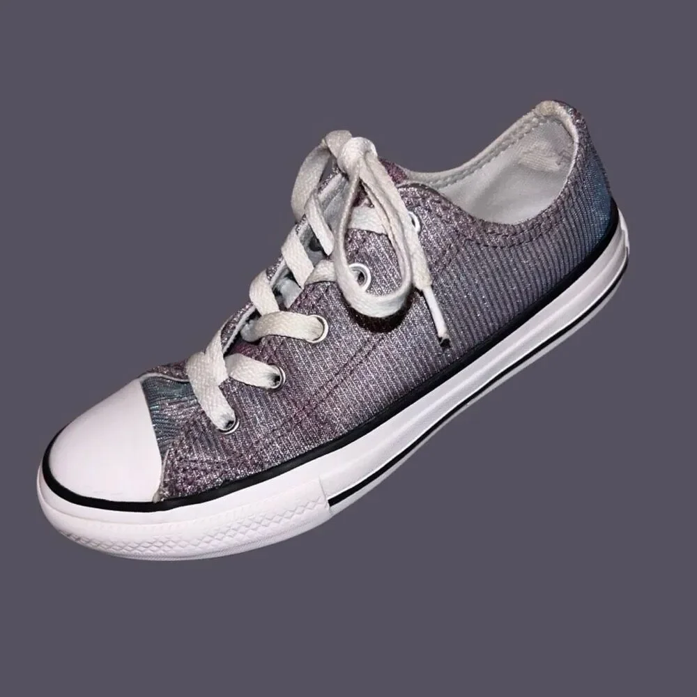 Little Kid Converse CTAS Space Star Ox Silver Glitter Sparkle SNEAKERS Size 13.5